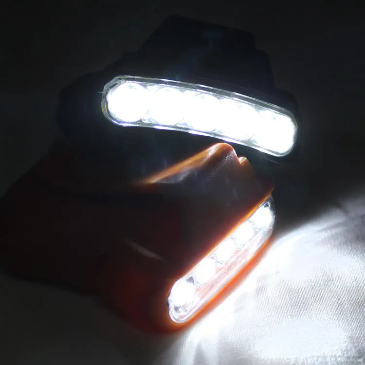 5LED cap lamp with brim clip in black and orange colours for outdoor headwear lighting
