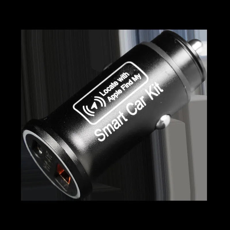 Black GPS car locator tracker device for vehicle security with charging port connection