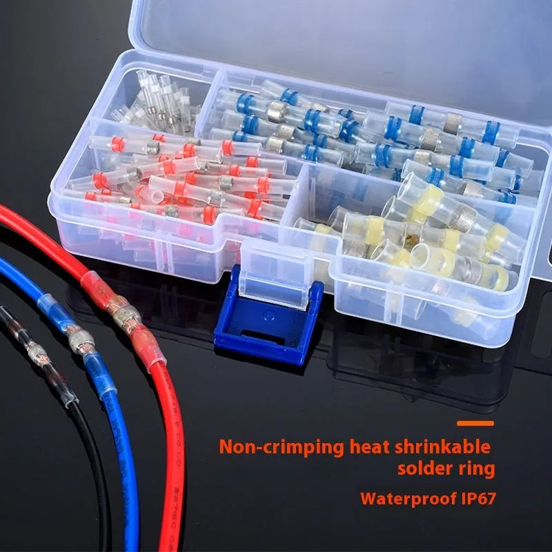 Waterproof heat shrink solder ring terminal connector with transparent inspection window