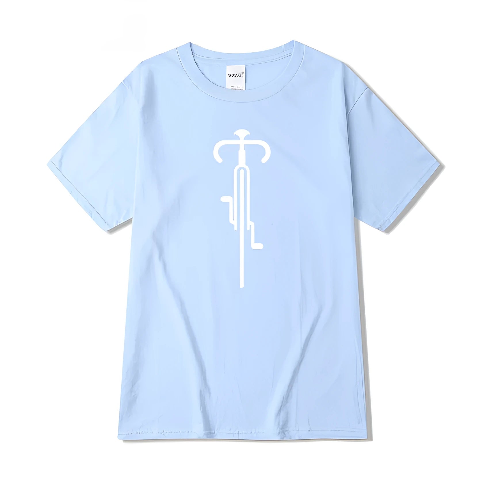 Cotton round neck printed short sleeve top for men in white – casual bottoming shirt