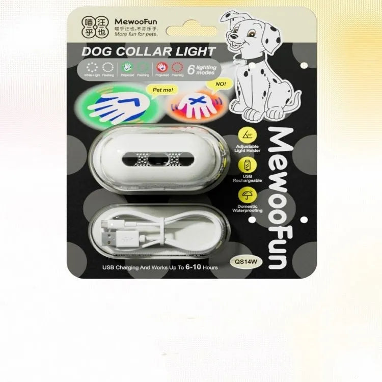 Pet luminous collar with integrated hanging lamp ring in four colour options