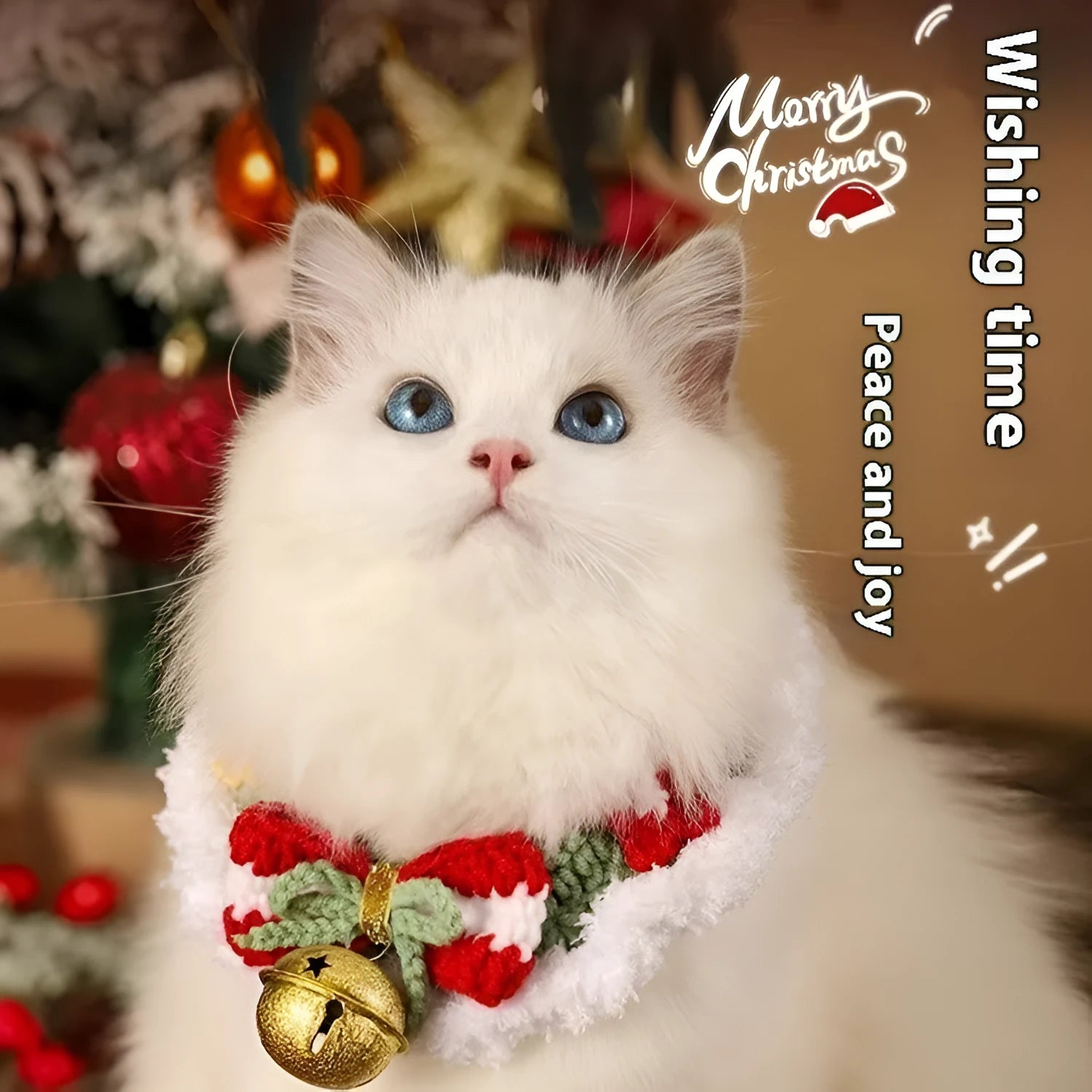 Christmas pet scarf collar with wool construction and festive patterns for dogs and cats