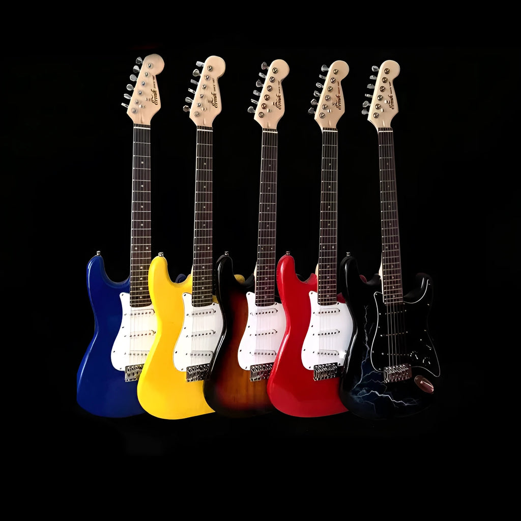 Genuine electric guitar ST lightning style multi-colour with Indus wood body and rosewood fingerboard for beginners