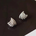 Women's geometric earrings in platinum colour with zircon construction and electroplated finish