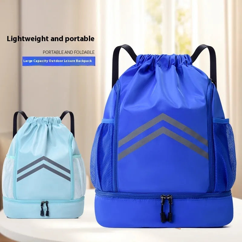 Men's reflective drawstring sports backpack in Oxford cloth for basketball and hiking