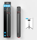 Retractable aluminium alloy selfie stick with Bluetooth remote and tripod base in black