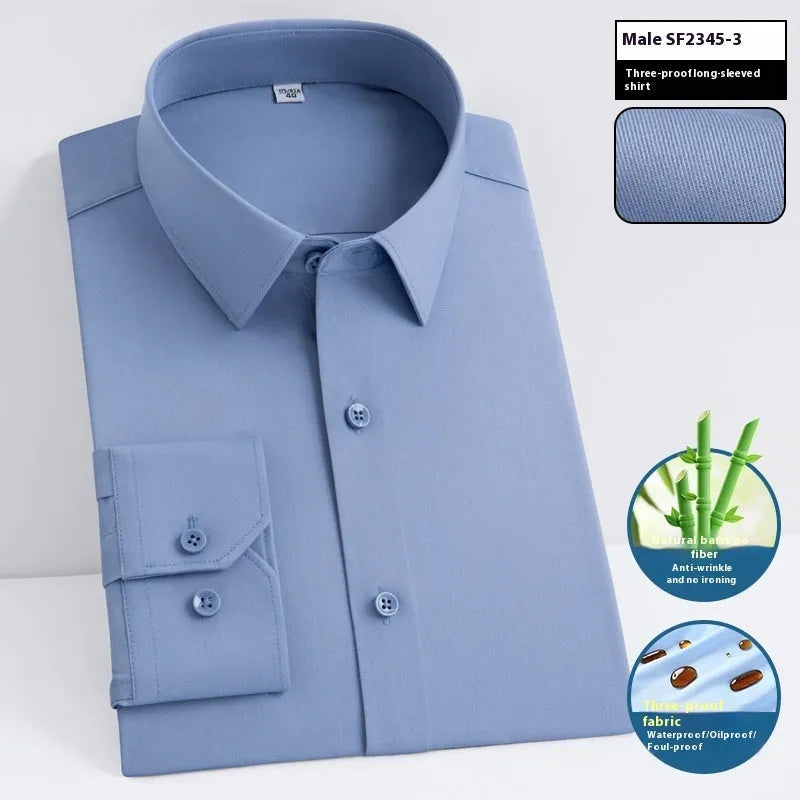 Men's bamboo fibre business shirt with square collar in slim fit waterproof formal wear