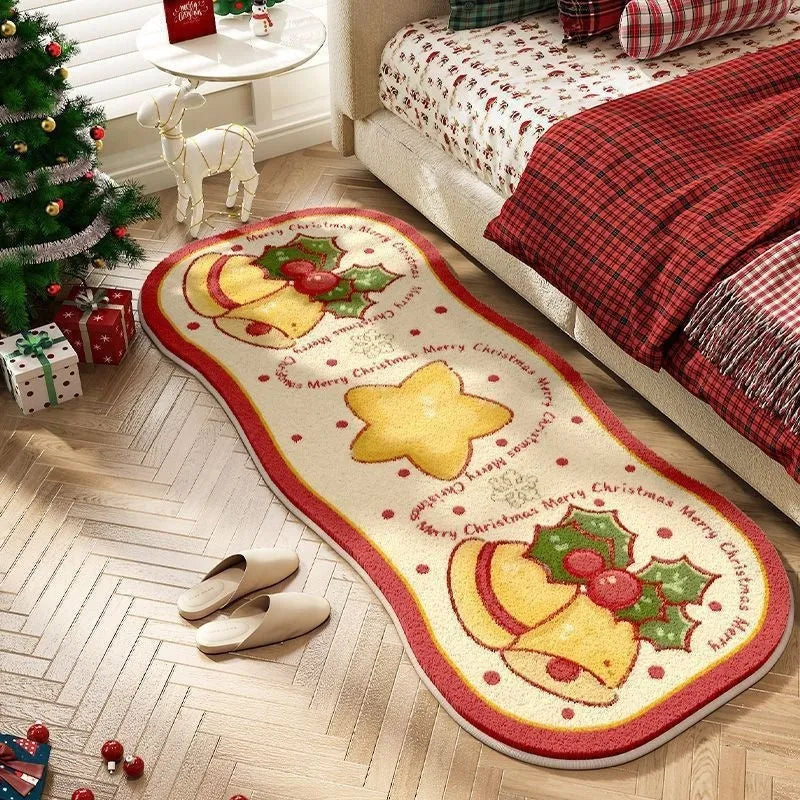 Christmas series imitation cashmere carpet decoration with festive patterns available in multiple sizes from 40x120cm to 80x200cm