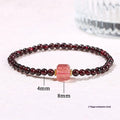 Natural garnet square bracelet with purple sand Pixiu carving, geometric women's jewellery