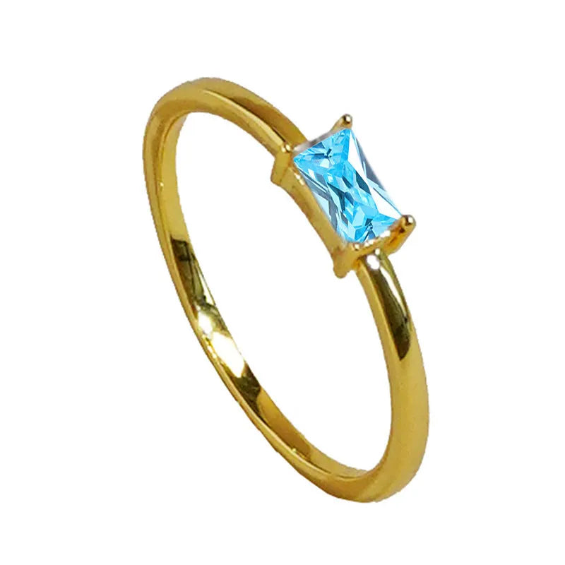 Sapphire blue zircon geometric bracelet ring with oval and heart elements on copper