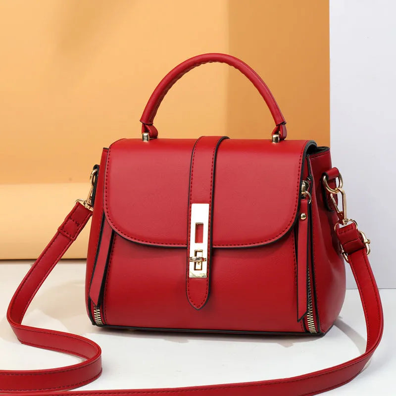 Women's soft PU leather messenger shoulder bag in square vertical design