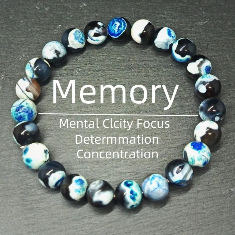 Bohemian ladies bracelet with 8mm natural agate beads and glass components in multiple colour variations