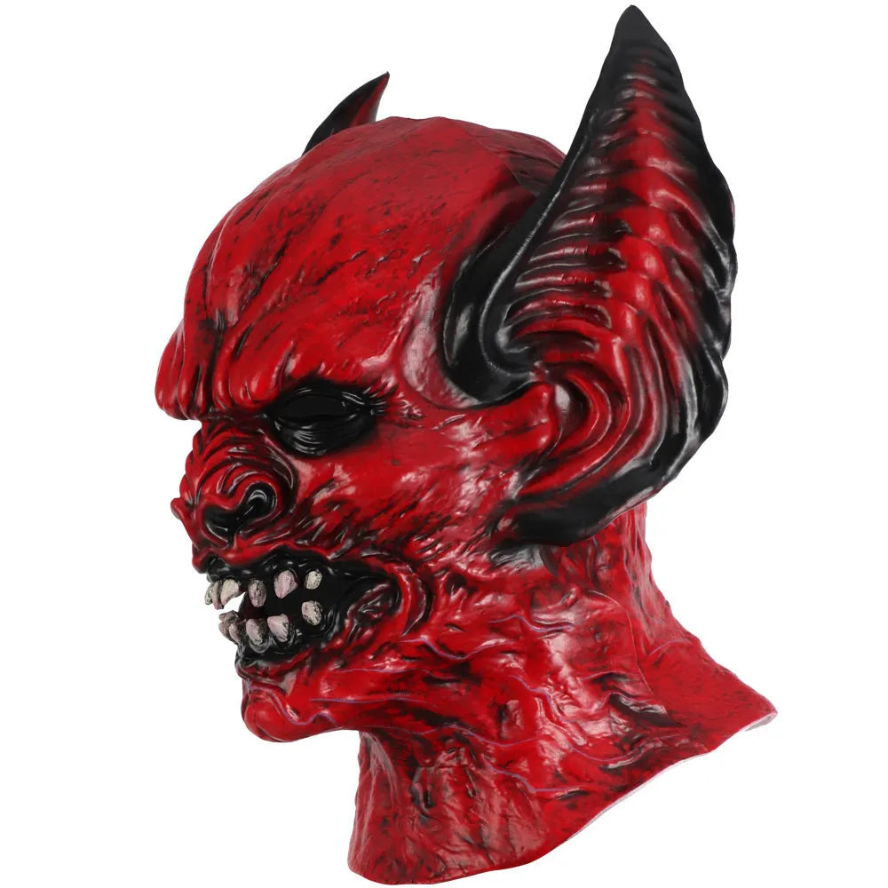 Red bat head cover horror dress up hood mask for Halloween costume events