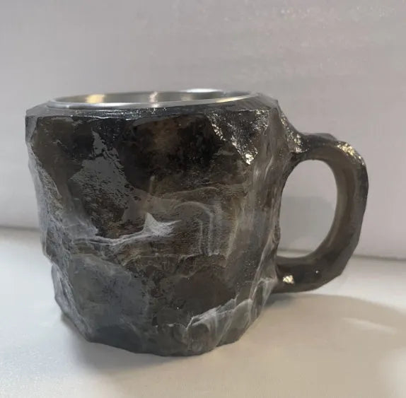Resin mineral crystal coffee mug with handle showing clear design and colour options