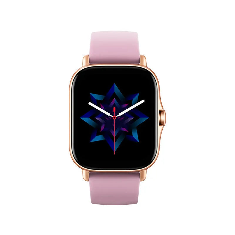 GT20 black smartwatch with alloy case and silicone strap showing heart rate monitoring on screen