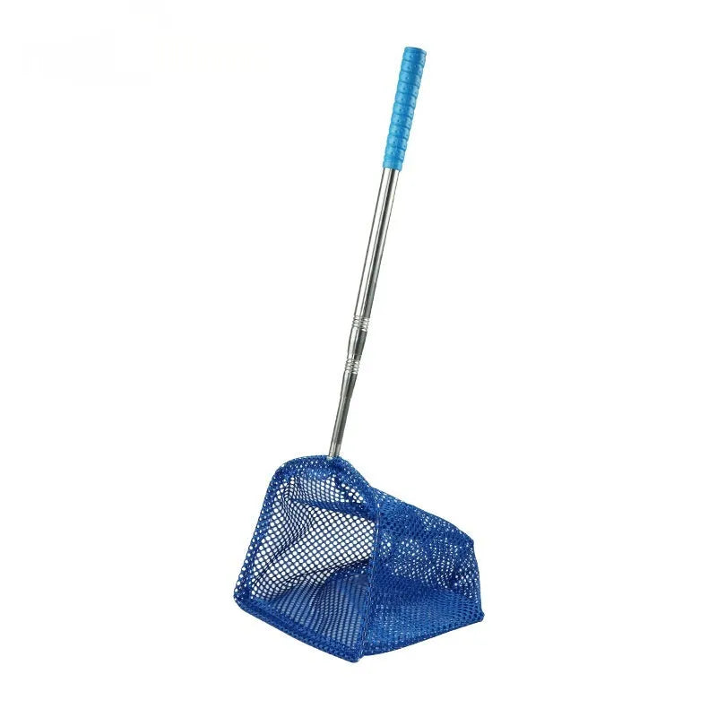 Portable retractable foldable table tennis ball picking net with stainless steel frame and blue four-corner net
