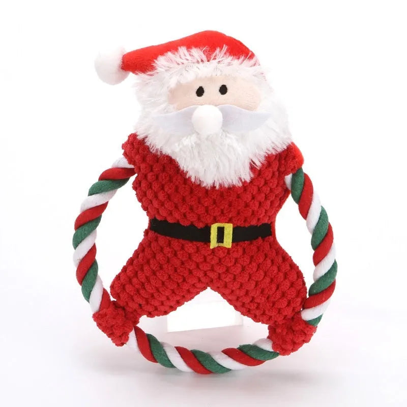 Christmas pet toy plush Santa Claus design with squeaker for cats and dogs