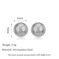 Titanium steel ball stud earrings in round geometric shape, available in 3mm to 6mm diameters with gold or silver electroplated finish