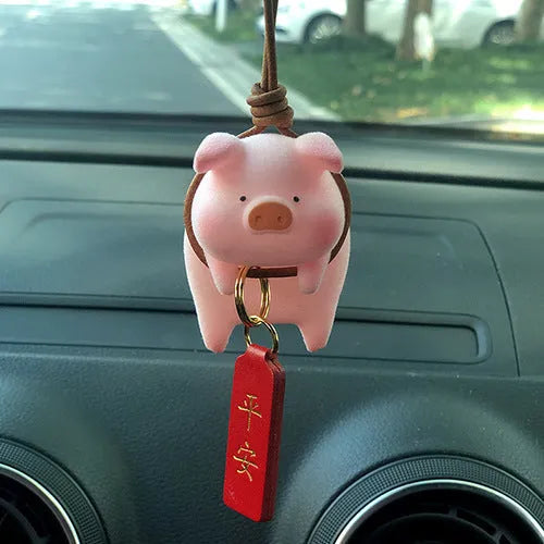 Cute cartoon pig resin figurine car dashboard decoration accessory.