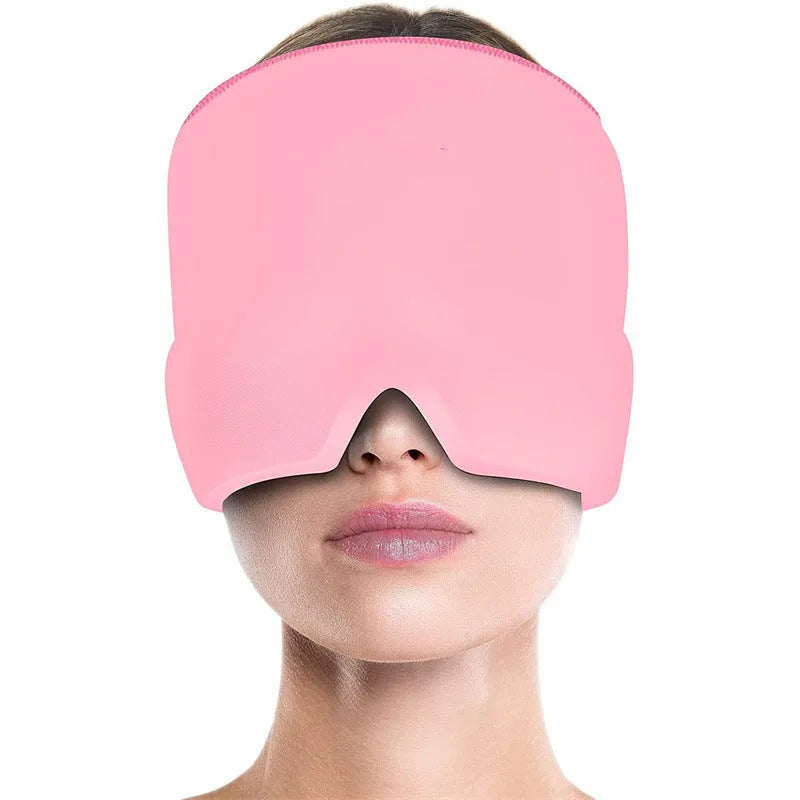 Elastic cloth gel eye mask for headache relief in black, pink or sky blue colours