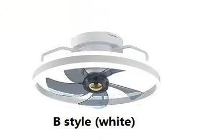 Modern ceiling fan lamp with light fixture in one of seven colour options