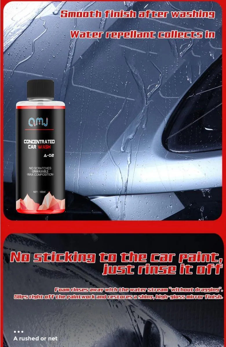 100ml bottle of concentrated car shampoo cleaner with high foam formula