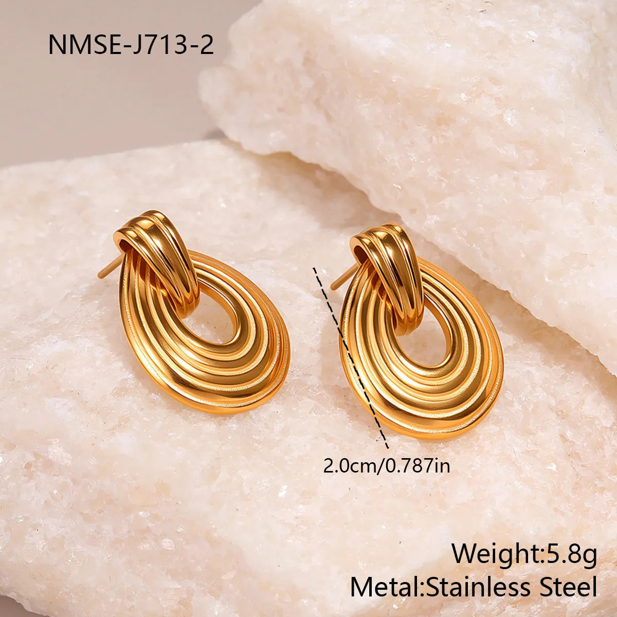 Gold-toned geometric stainless steel earrings with non-fading electroplated finish for women