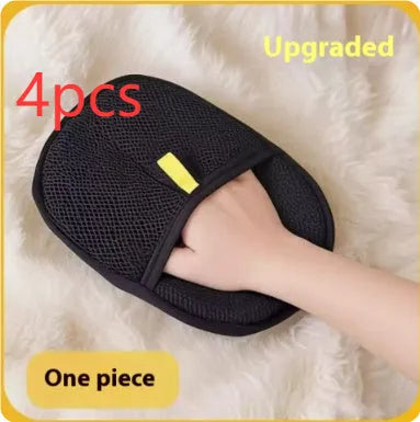 Black pet hair removal glove with silicone bristles for deshedding dogs cats rabbits