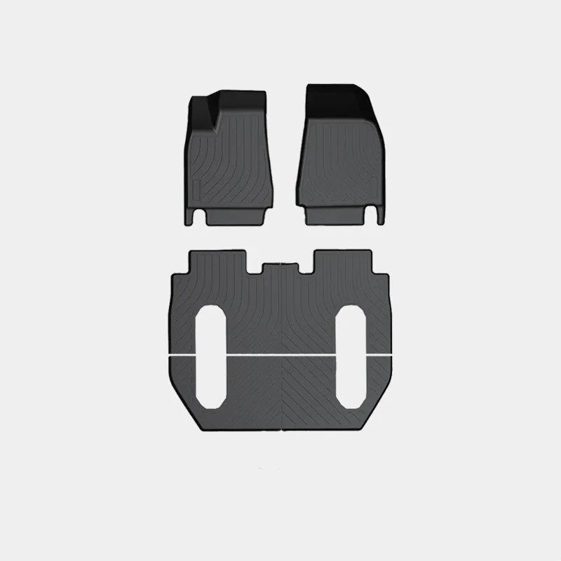 Set of black TPE rubber foot pads and trunk pad for Tesla Model X left drive interior