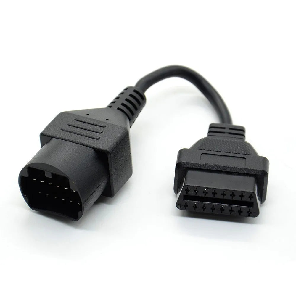 Mazda 17-pin to OBDII 16-pin diagnostic cable adapter in black PVC