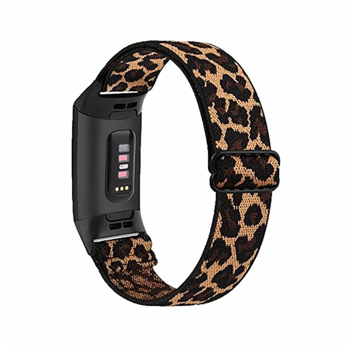 Nylon elastic strap with metal toe cap for Fitbit Charge 6, black colour variant