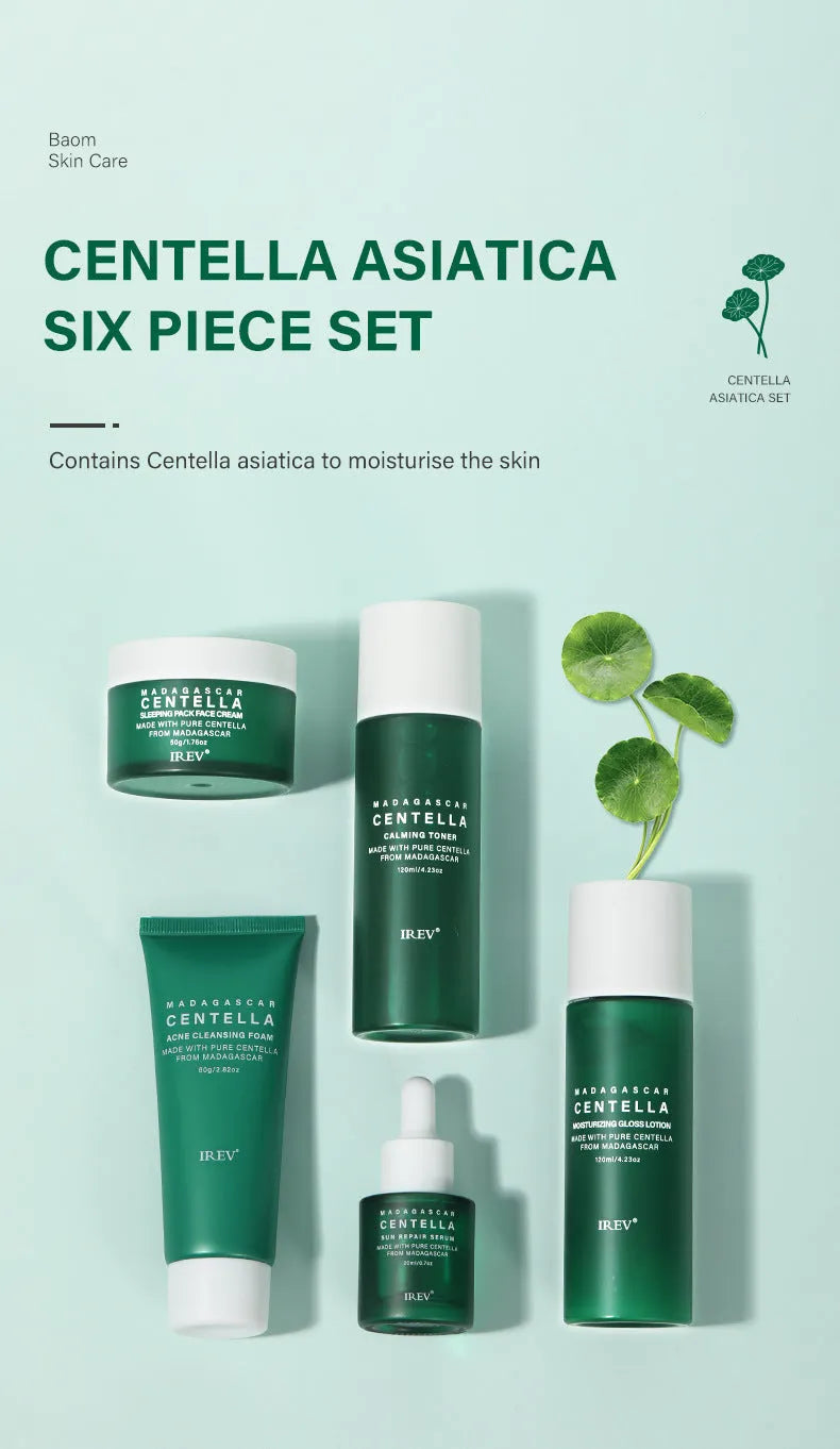Snow Grass set combination facial skincare cosmetics with five products including Centella Asiatica for universal skin type