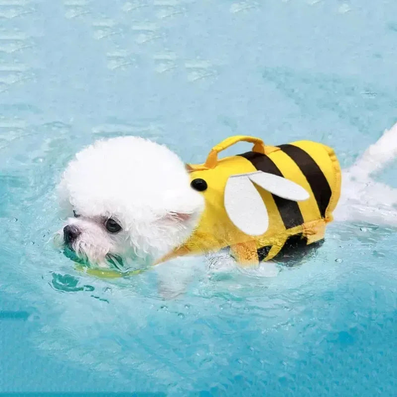 Green or yellow reflective dog life vest jacket for swimming safety in five sizes
