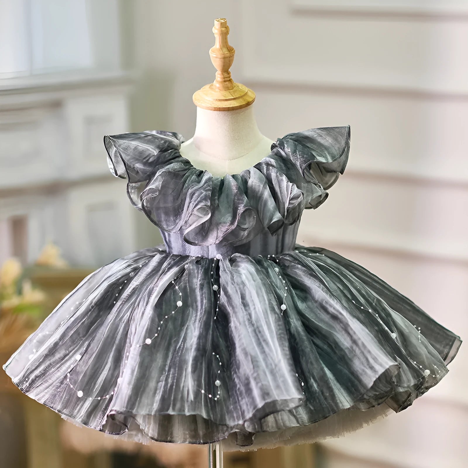 New girls birthday party dress high grade gray princess style suitable for 80cm to 160cm height