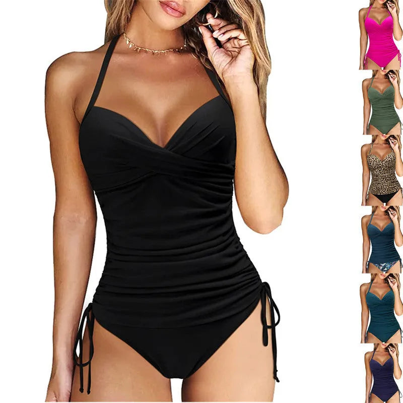 Women's high-waisted solid colour nylon swimsuit briefs in slimming fit.
