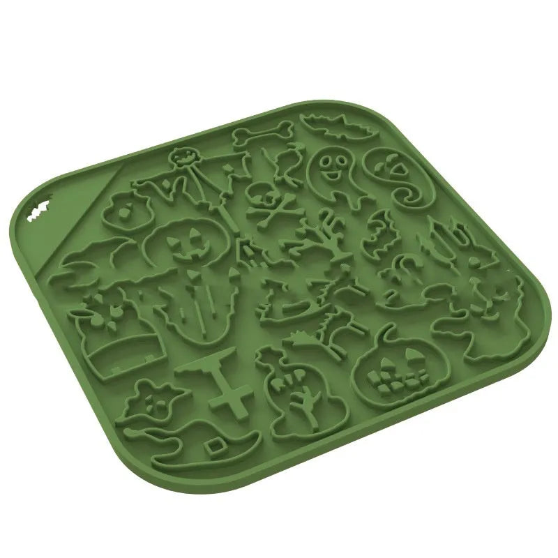 Silicone slow feeder dog bowl in multiple shapes and Halloween-themed colours