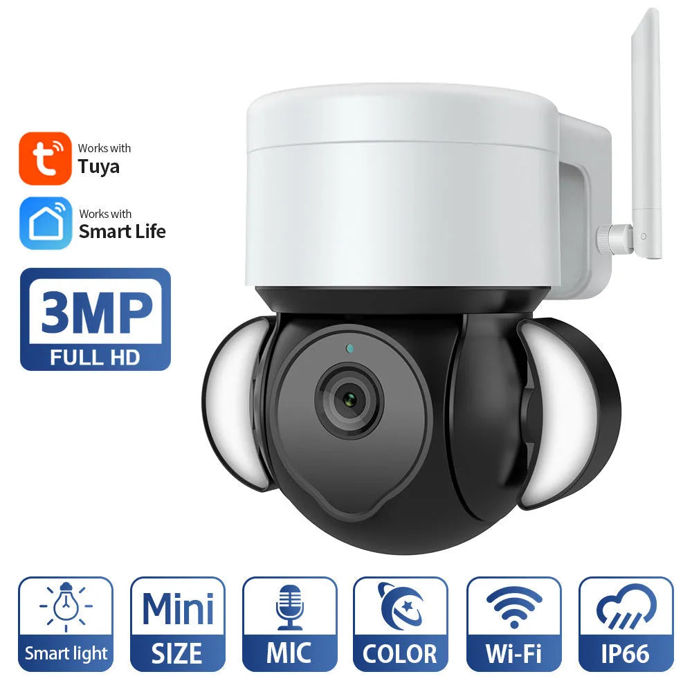 Graffiti 4G outdoor surveillance camera with floodlight night vision in 2 inch ball design for courtyard security