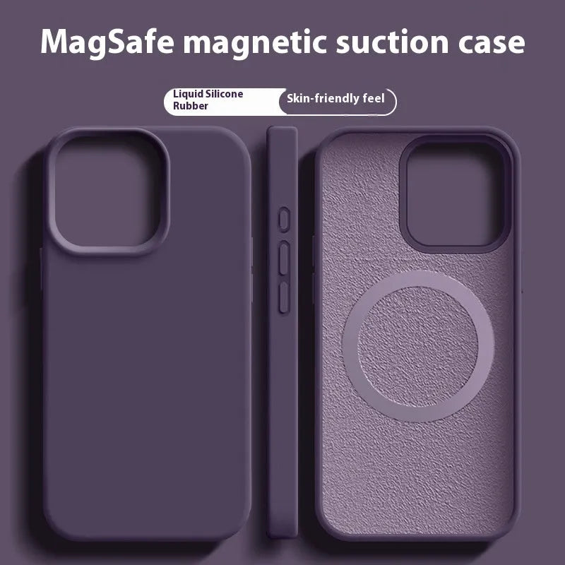 Apple iPhone Magsafe liquid silicone phone case in Pink White colour with magnetic ring
