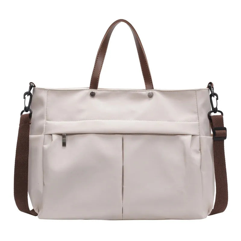 Nylon crossbody tote bag for women in black, grey, milky white, or green colours