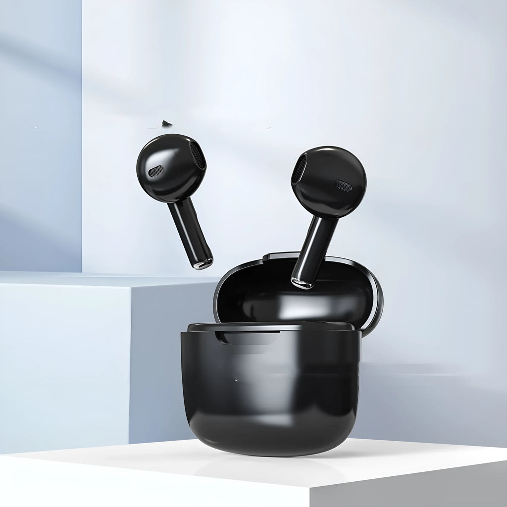 Creative design macaron wireless Bluetooth earphones in white, pink and black plastic earbuds with 10 metre range