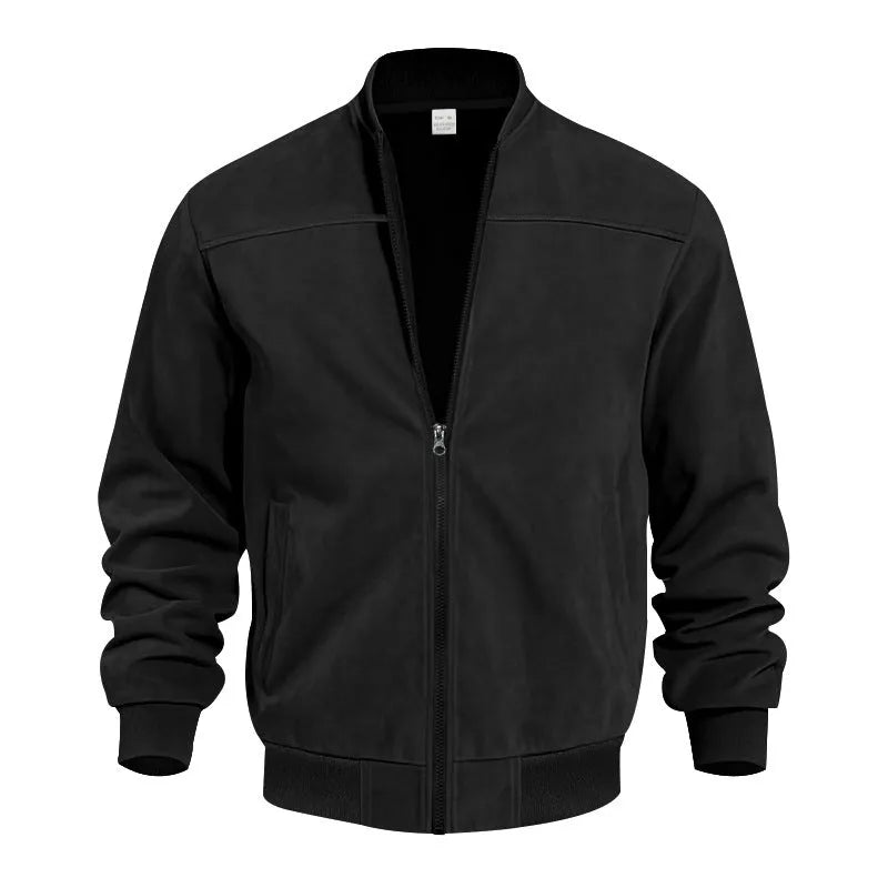 Men's plus size suede jacket with zipper front in multiple colour options