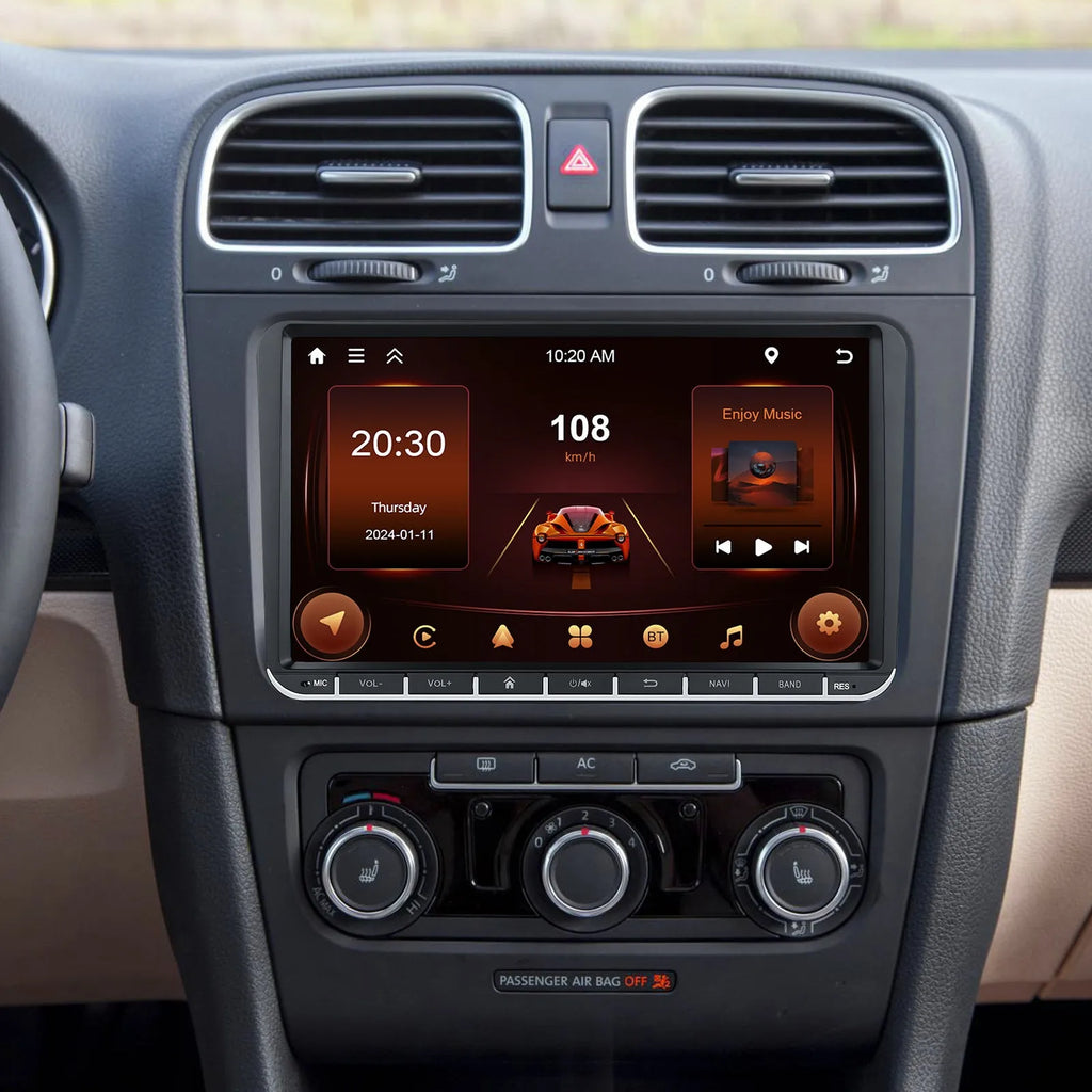 7-inch Android car stereo with touchscreen display for Volkswagen vehicles featuring wireless CarPlay and built-in navigation