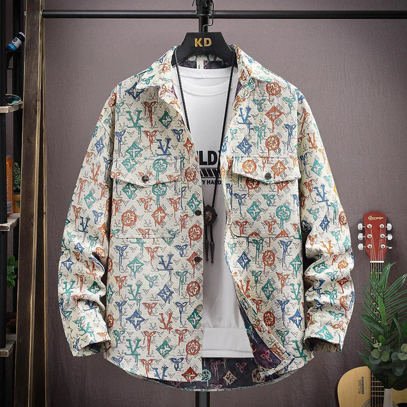 Personality casual lapel shirt coat, long sleeve straight hem, available in multiple colours for spring autumn