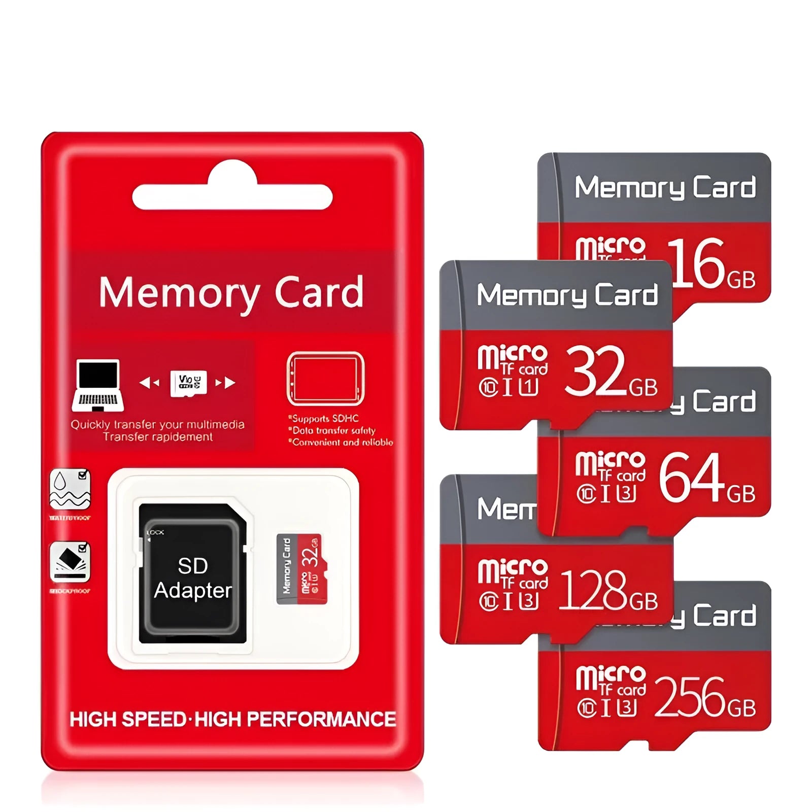 TF memory card microSD for recorders dashcams CCTV with capacity options up to 512GB