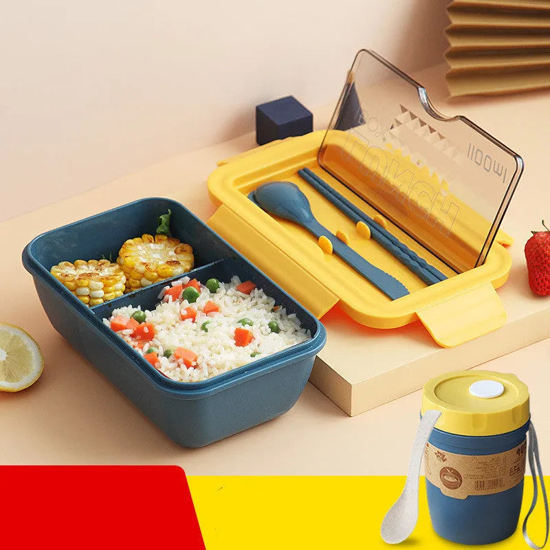 Four-layer partitioned plastic bento box with Nordic design in green colour