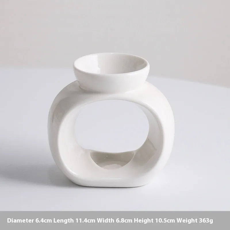 White ceramic aromatherapy stove ornament with Nordic design for indoor fragrance warming