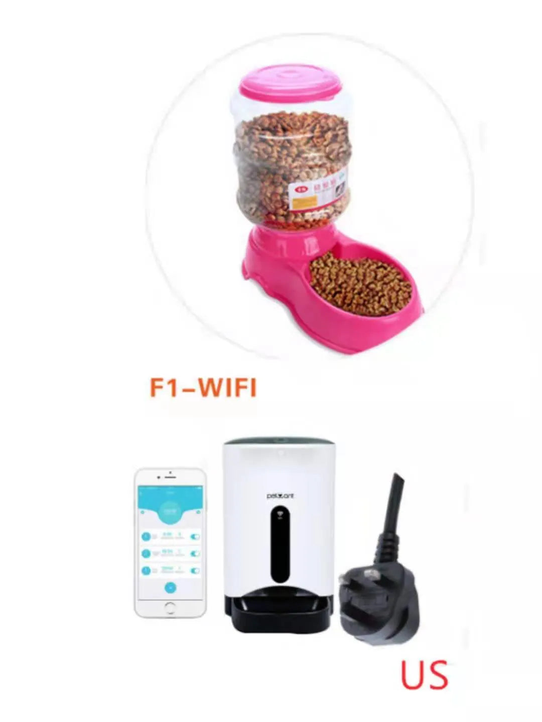 3.5L automatic gravity pet feeding basin for cats and dogs, available in blue, green, and pink colours