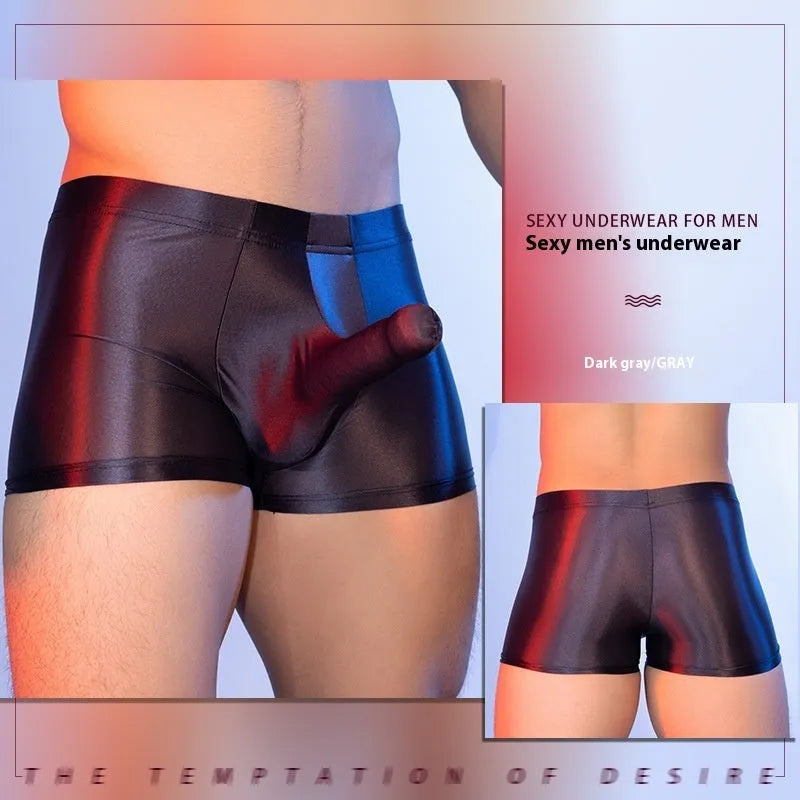 Men's seamless boxer shorts in red nylon fabric with a mid-waist fit.