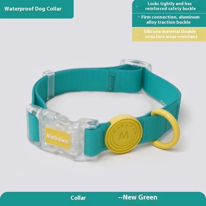 Smoky grey nylon dog collar and lead set shown with a 2.1 metre length lead.