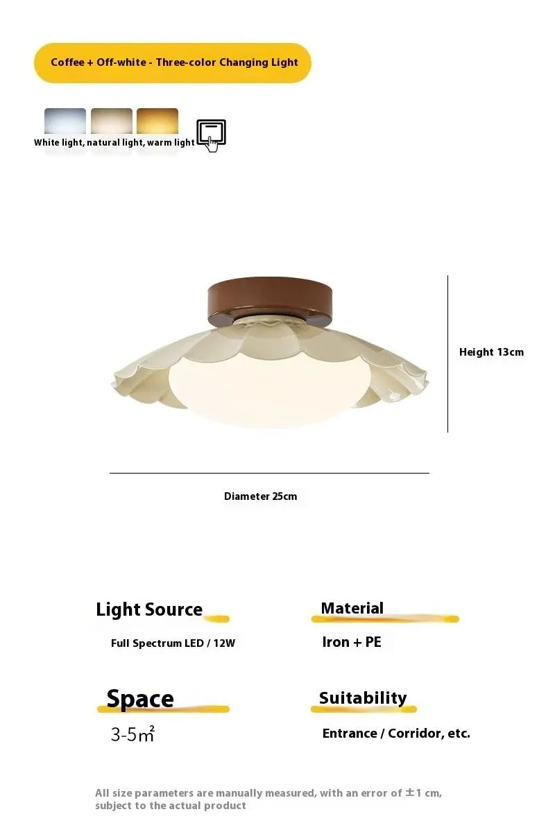 Antique style retro ceiling lamp for corridor or entrance in beige brown colour, 220V ceiling light